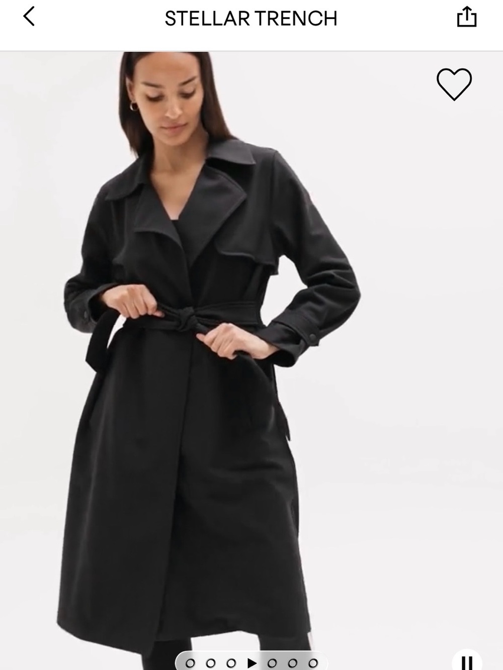 Athleta Black Stellar Trench Coat